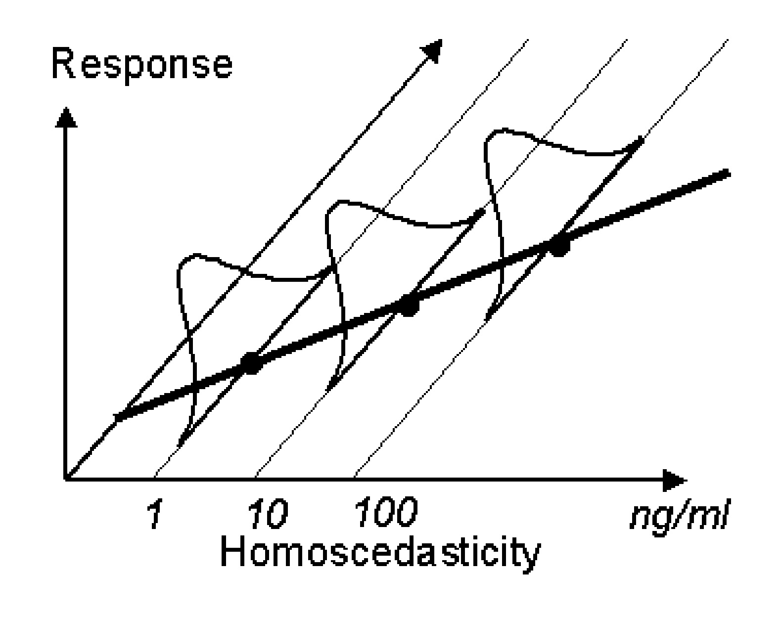 Figure of constant standard deviation in homoscedasticity